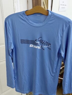 Kids' Long Sleeve Tee - Light Blue Turtle Graphic